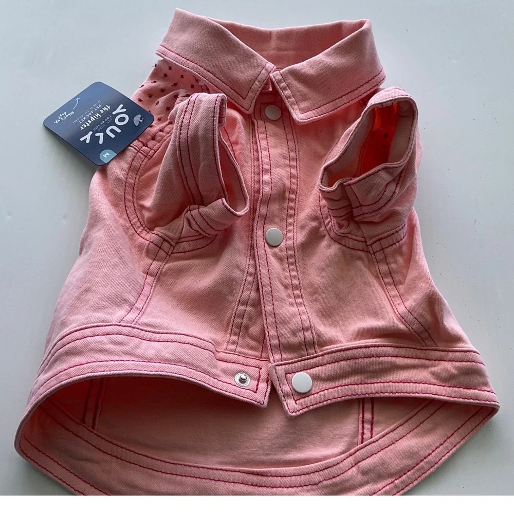 Pet Denim Jacket Cotton Pink Snap Button Hipster Style New